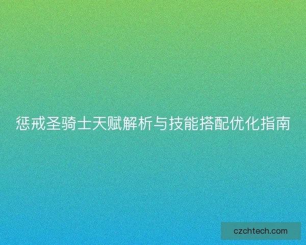 惩戒圣骑士天赋解析与技能搭配优化指南